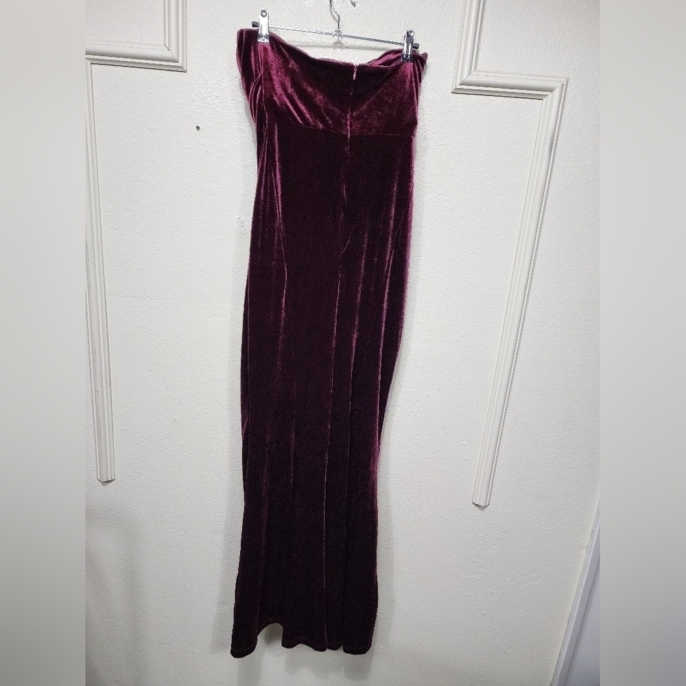 Lulus Perfectly Captivating Plum Purple Velvet Strapless Maxi Dress S Wedding - Picture 8 of 9